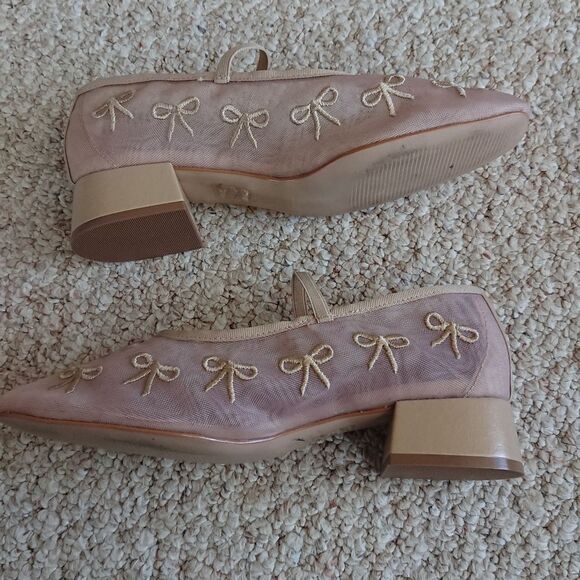 Anthropologie Maeve Chic Bow Embroidered Mary Jane Shoes size 38.5 - Picture 4 of 12